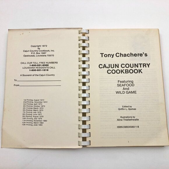 Tony Chachere's Cajun Country Cookbook Revised 13th Printing 1983 Vintage - Picture 5 of 8